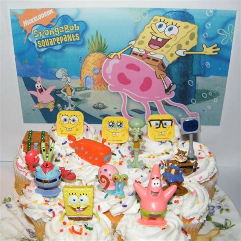 SpongeBob Cake Toppers Party Decorations Set of 12 with Fun | Etsy