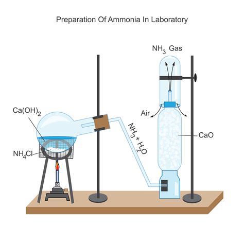 Preparation of ammonia in laboratory. ammonium chloride and calcium ...