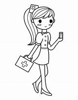 Printable Nurse With Medical Bag And Medicine Coloring Page sketch template