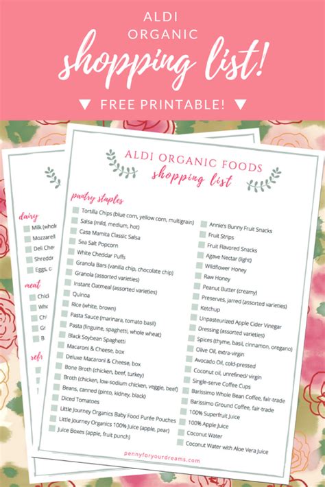 ALDI Organic Shopping List + FREE Printable! - Complete Grocery Guide!