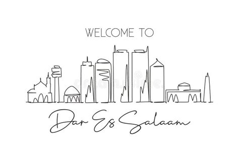 Dar Es Salaam Skyline, Monochrome Silhouette. Stock Vector ...