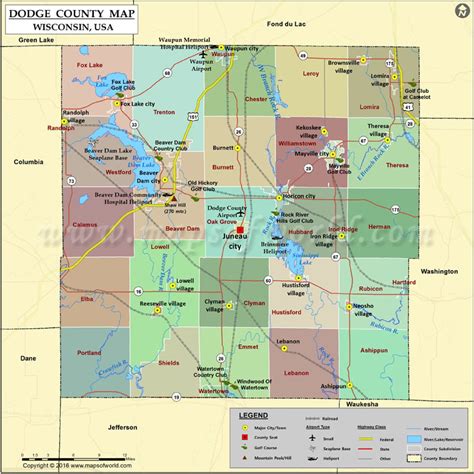 Dodge County Map, Wisconsin