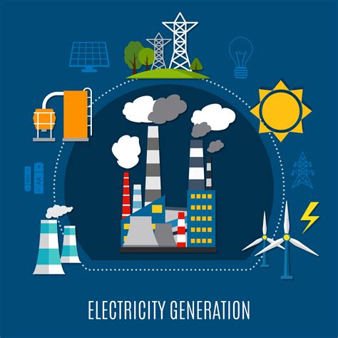 Electricity Generation Flat Composition 480622 Vector Art at Vecteezy