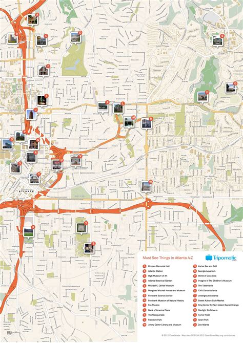 Free Printable Map of Atlanta Attractions