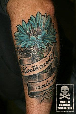 Flower Tattoo Blue Ink Banderole | Berlin tattoo, Tätowierungen