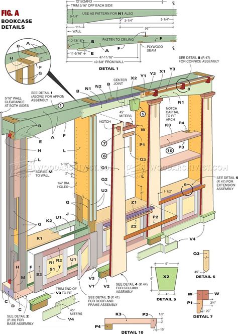 Mission Oak Built-In Bookcase Plans • WoodArchivist