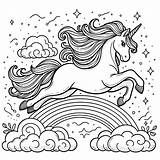 Magical Unicorn Coloring Pages  Printable Leaping Unicorns With Stars sketch template