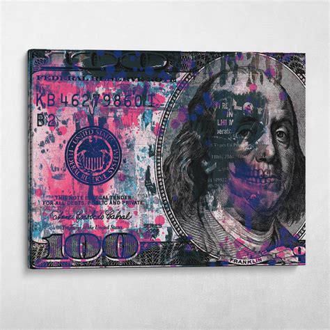 Grunge Ben Franklin $100 Dollar Bill Wall Art