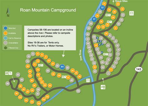 Roan Mountain State Park Cabin Map