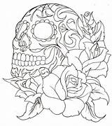 Sugar Skull With Roses Coloring Pages  Home sketch template