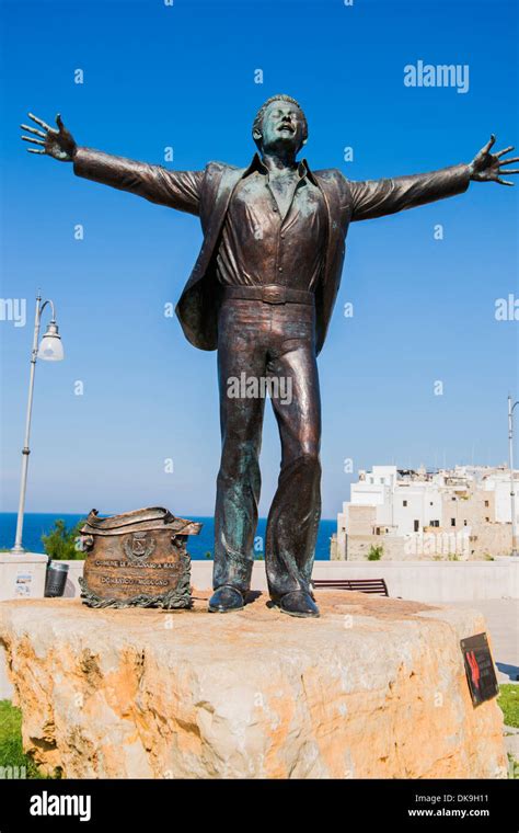 Statue of Domenico Modugno born in Polignano a Mare in 1928. Singer ...