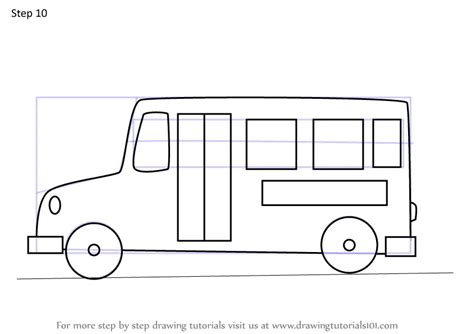 Step by Step How to Draw a Simple School Bus : DrawingTutorials101.com