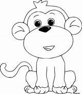 Cute Cartoon Monkey Coloring Page Printable sketch template