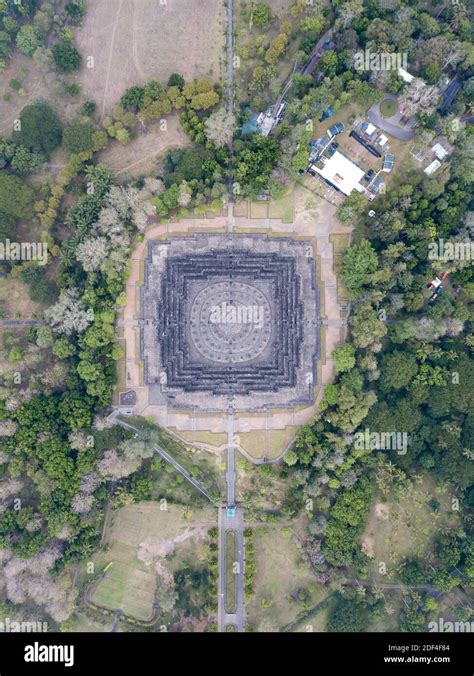 aerial view of Borobudur temple, Yogyakarta. the largest Buddhist ...