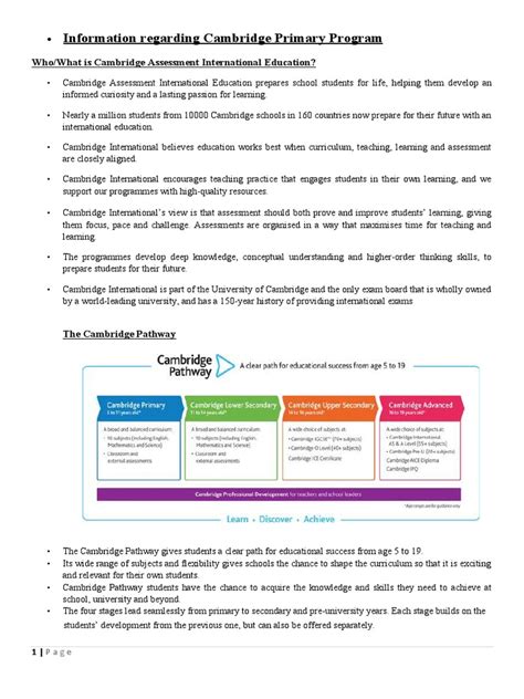 Cambridge Primary Program | PDF | Curriculum | Teaching Method