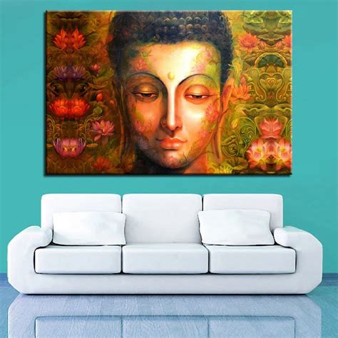 Canvas HD Prints Posters Living Room Wall Art 1 Piece Buddha Zen And Lotus Flowers Paintings ...