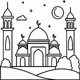 Mosque coloring pages Outline minaret And Dome On White  sketch template