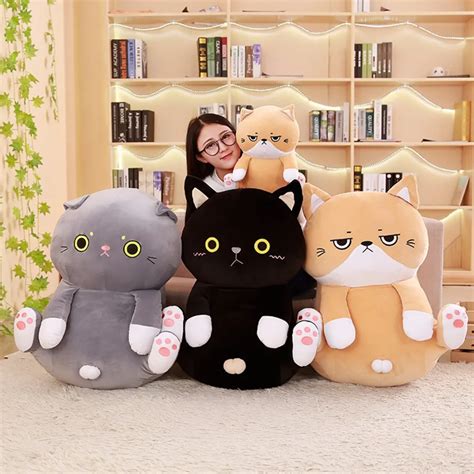 1pc 35cm Soft Kawaii Plush Cat Pillow Stuffed Plush Animals Down Cotton Cats Pillow Toys ...
