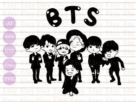 BTS svg / Adorable TinyTan BTS members under the logo svg/ svg | Etsy