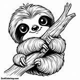 Cute Baby Sloth Coloring Page  Coloring For Kids – Smart Creative sketch template