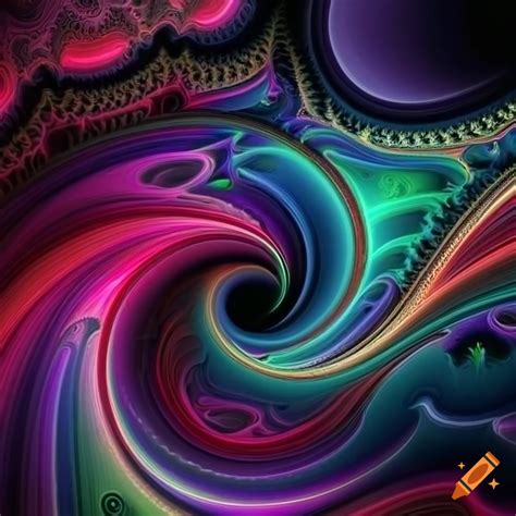 Vibrant colored fractal on a black background on Craiyon