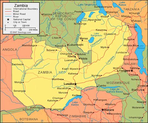 Zambia Map and Satellite Image