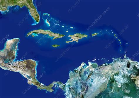 Caribbean, satellite image - Stock Image - E070/0599 - Science Photo Library