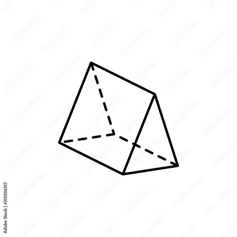 Geometric shapes, triangular prism icon. Simple line, outline vector 3d ...