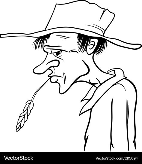 Farmer cartoon coloring page Royalty Free Vector Image