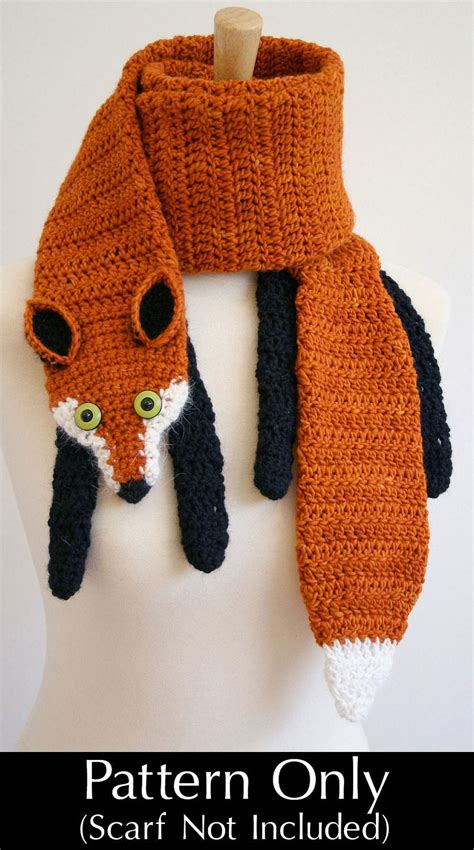 PDF Crochet Pattern for Fox Scarf DIY Fashion Tutorial