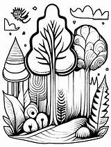 Enchanted Forest Coloring Page · Creative Fabrica sketch template