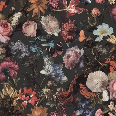 Black Floral Pattern Wallpaper