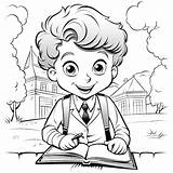 Premium Photo  Coloring Book Happy Schoolboy With Excellent Test sketch template