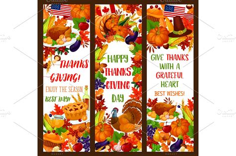 Thanksgiving banner set for autumn holiday design ~ Illustrations ~ Creative Market