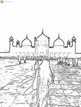 Badshahi Mosque Lahore Coloring Page 7 By Qureshi Creative Corner sketch template