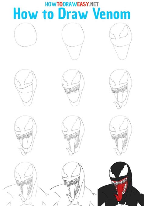 How to Draw Venom Face | Step by Step Tutorial