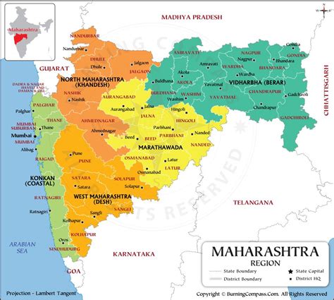 Maharashtra Division Map, Maharashtra Region Map