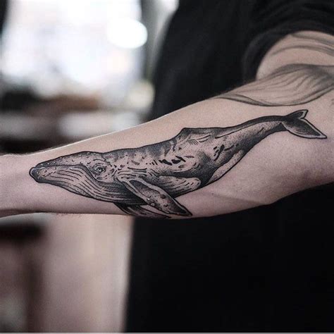 Black and grey whale tattoo on the left forearm by Jonas | Whale tattoos, Ocean sleeve tattoos ...