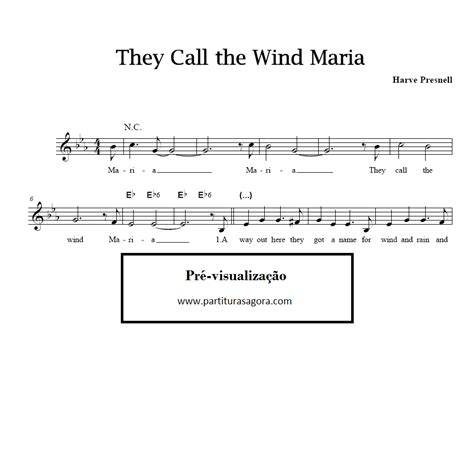 THEY CALL THE WIND MARIA - Harve Presnell (PARTITURA) | Partituras Agora