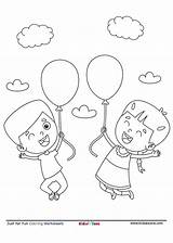 Kids Playing With Balloon Coloring Page  KidzeZone sketch template
