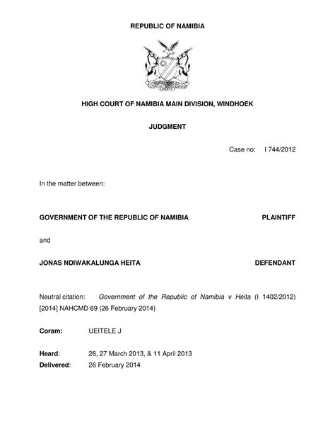 2014-nahcmd-69 - Cases - REPUBLIC OF NAMIBIA HIGH COURT OF NAMIBIA MAIN DIVISION, WINDHOEK ...