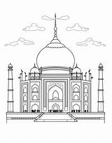 India Coloring Taj Mahal Famous Designlooter Pages Color 574px 86kb  sketch template