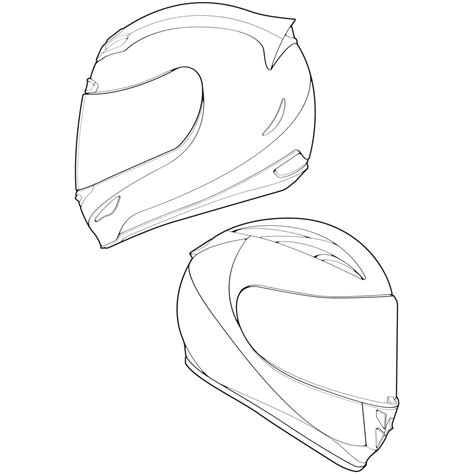 a drawing of a motorcycle helmet with the visor closed and side view ...