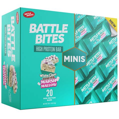 Battle Bites White Chocolate Toasted Marshmallow Minis Protein Bar, 20 ...