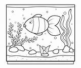 Rectangular aquarium With A fish For coloring Coloring Page Kids  sketch template