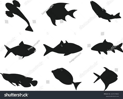 Set Fishing Isolated Vector Silhouette Stock Vector (Royalty Free ...