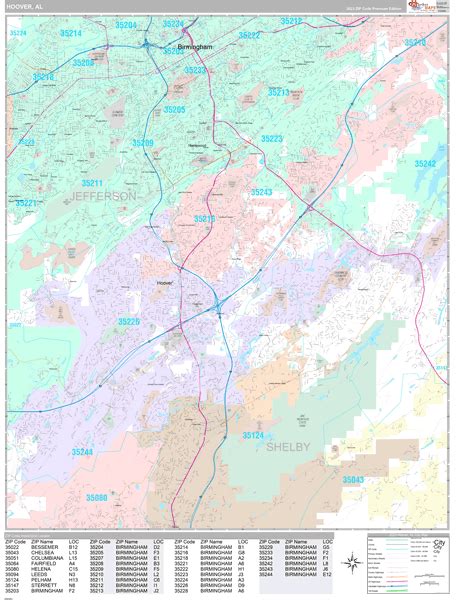 Hoover Alabama Wall Map (Premium Style) by MarketMAPS - MapSales