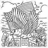 Memorial Day American Eagle With Flag Coloring Stock Vector  sketch template