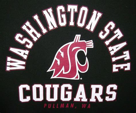 Washington State Cougars WSU Logo Black T-Shirt Russell Pullman WA Gift ...