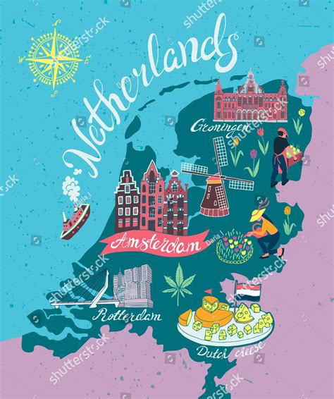 Tourist map of Netherlands: tourist attractions and monuments of Netherlands